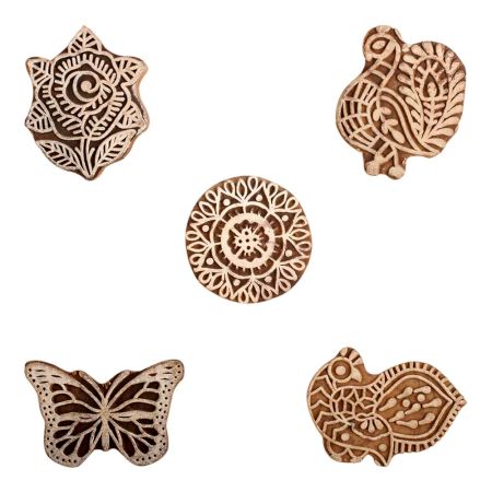 Set of 5 Piece New Mix Wooden Printing Block